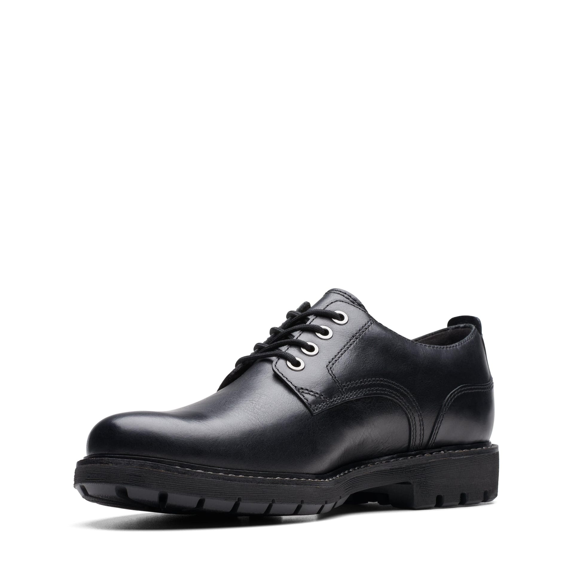 Clarks Clarks Men's Batcombe Tie Black Leather Derby Shoes, Lace Up - 4