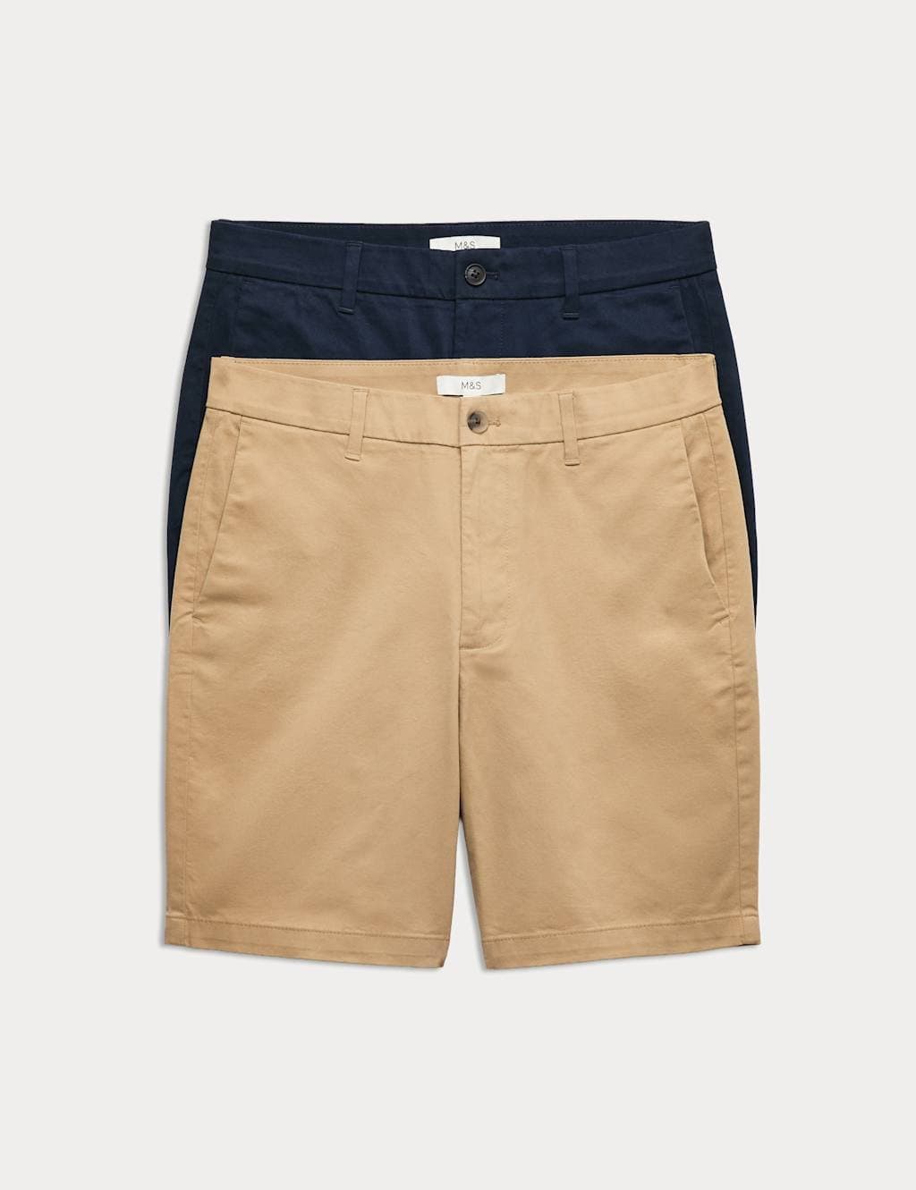 Marks & Spencer M&S Sand Mix Stretch Chino Shorts 2-Pack