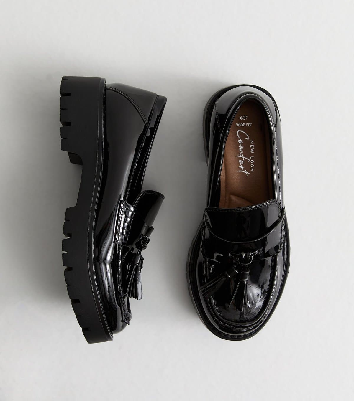 New Look New Look Black Patent Faux Leather Chunky Penny Loafers