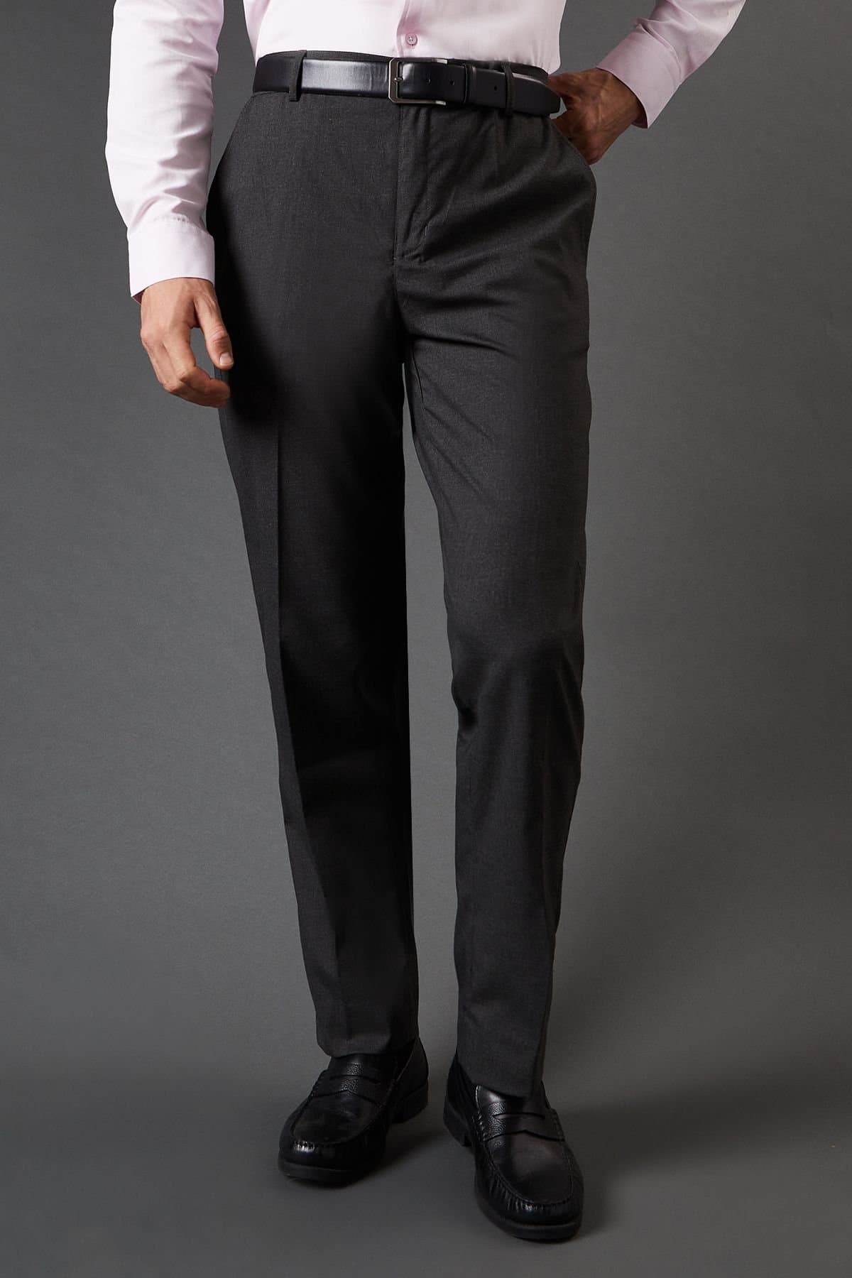 Burton Burton Men's Charcoal Tailored Fit Smart Trousers