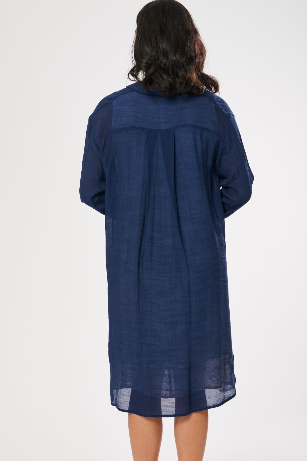 Saloos Saloos Women's Layered White Dress with Dip Back Shirt in Navy - 3