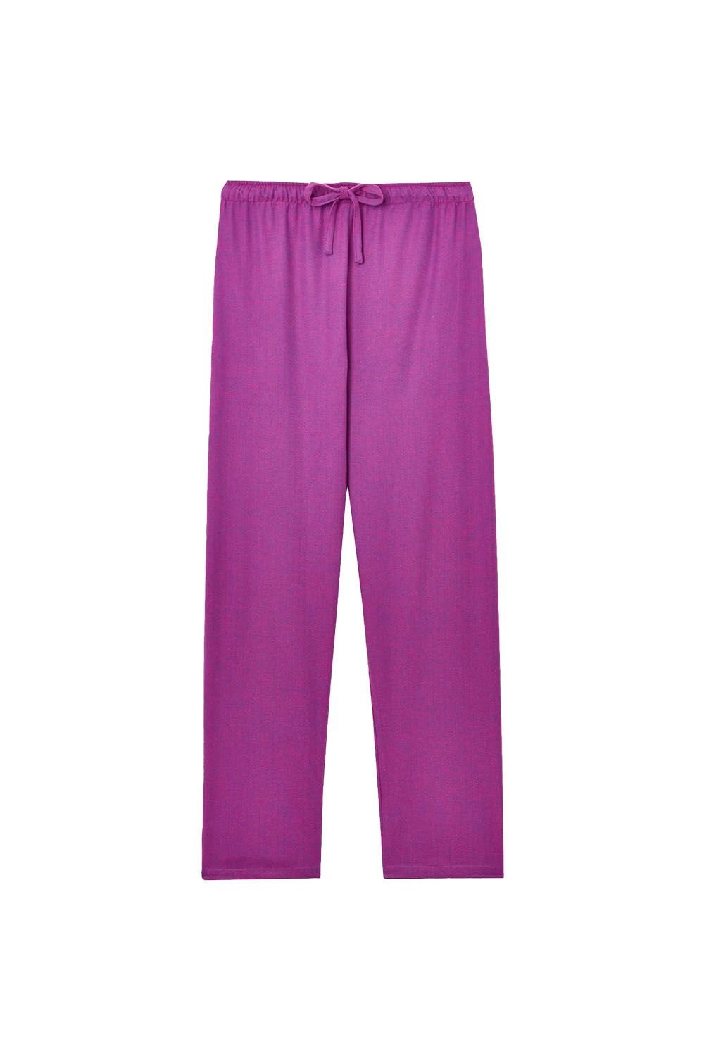 British Boxers British Boxers Women's 'Fuchsia Pink' Herringbone Brushed Cotton Pyjama Trousers in Magenta - 2