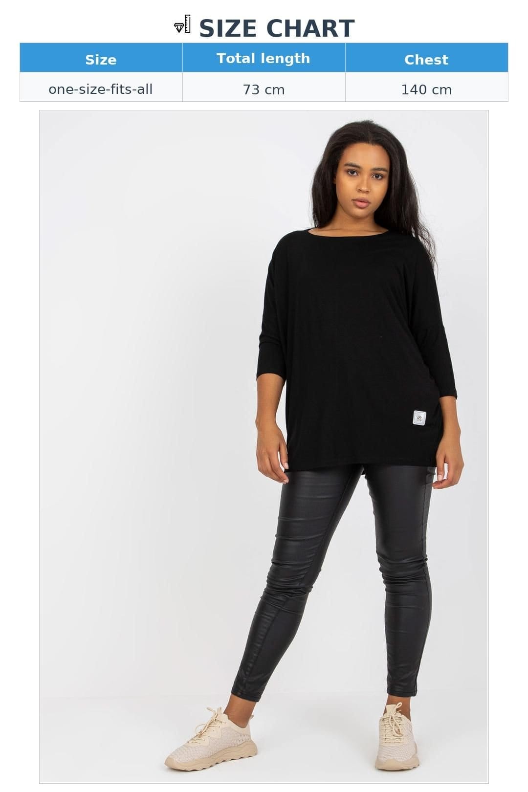 Love Lace Love Lace Women's Plus Size 3/4 Sleeve Boat Neck Blouse in Black - 4