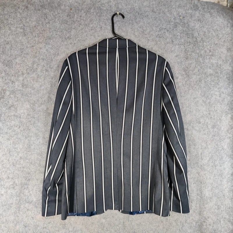 ASOS ASOS Jacket Mens Size 40R Slim Grey White Regatta Striped Boating Blazer Mod 60s