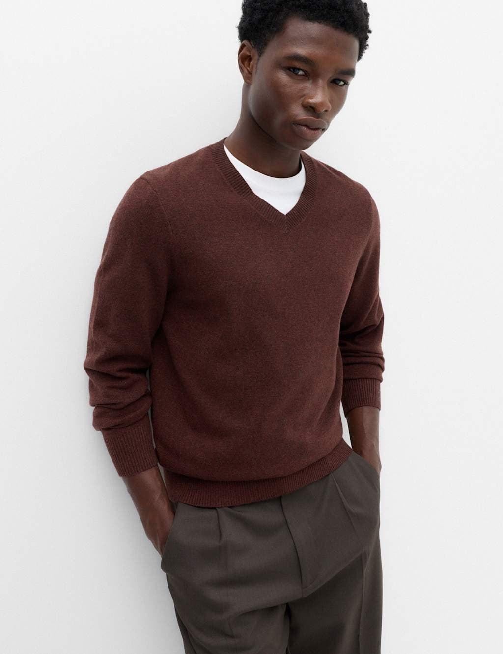 Marks & Spencer M&S Air Yarn V Neck Jumper Bordeaux