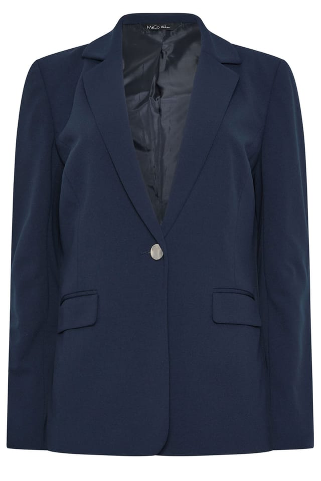 M&Co M&Co Women's Button Front Tailored Blazer in Mid Navy - 2