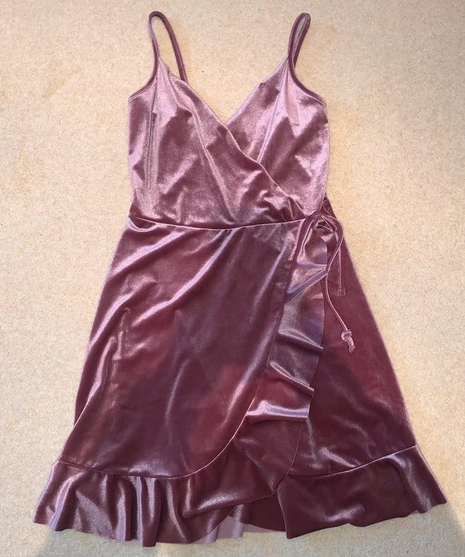 New Look Pink Velvet Party Dress - 1