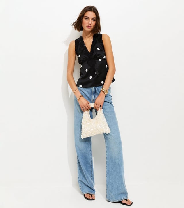 New Look Women's Black Satin Polka Dot Sleeveless Top New Look - 3