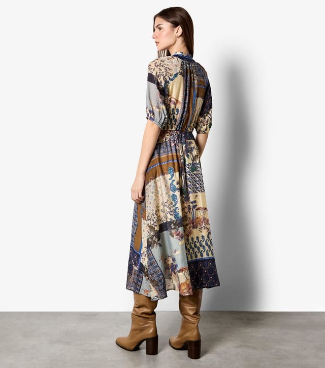 Apricot Women's Blue Patchwork Print Midi Dress Apricot New Look - 3