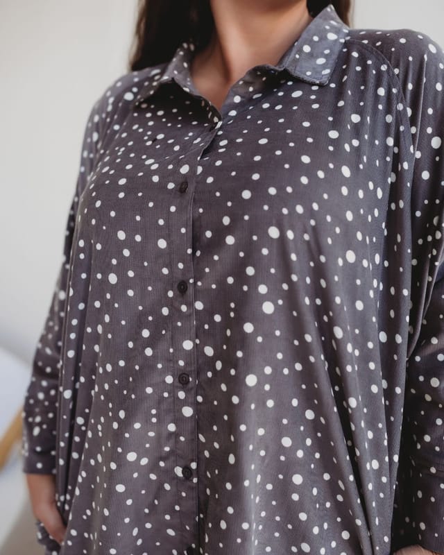 Turtledove London Turtledove London Women's Jess Grey Abstract Spot Print Midi Shirt Dress - 3