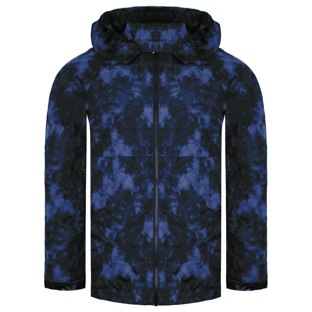 Weekend Offender Weekend Offender Men's Long Sleeve Zip Up Navy Rusted Hooded Jacket in Blue