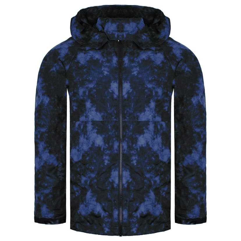 Weekend Offender Weekend Offender Men's Long Sleeve Zip Up Navy Rusted Hooded Jacket in Blue - 1