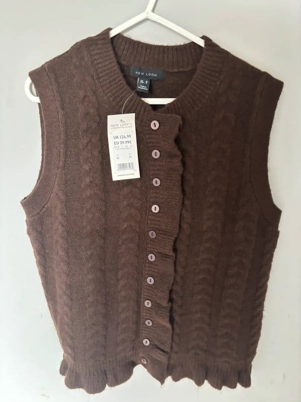 New Look Brown Cable Knit Tank Top