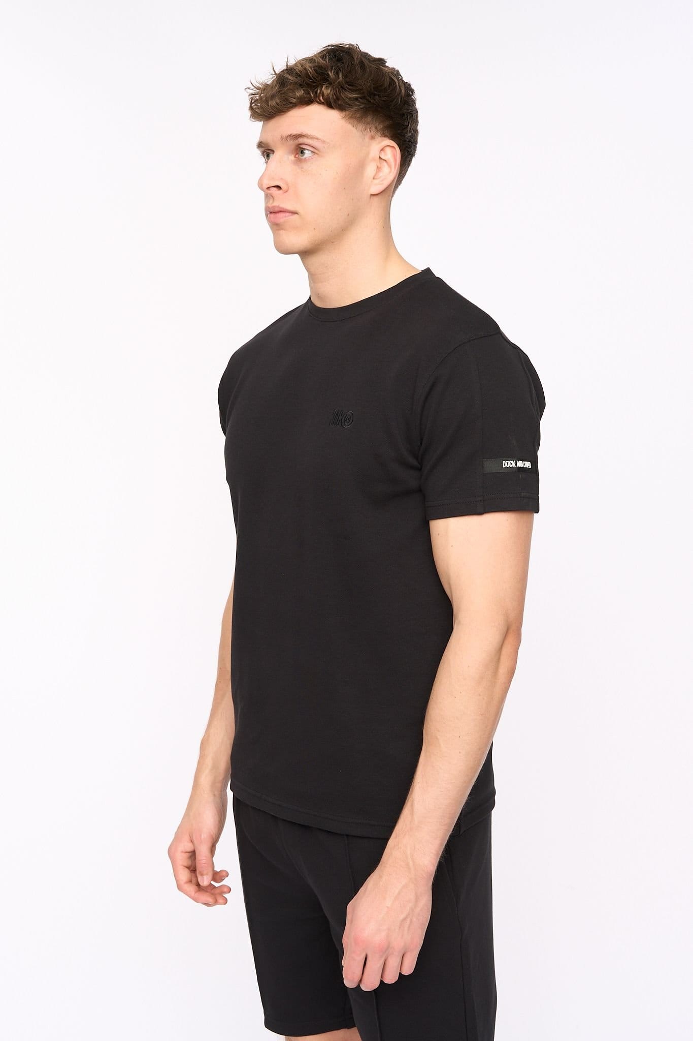 Duck and Cover Duck and Cover Men's Sherborn Textured Crew Neck T-Shirt with Embroidery in Black - 2