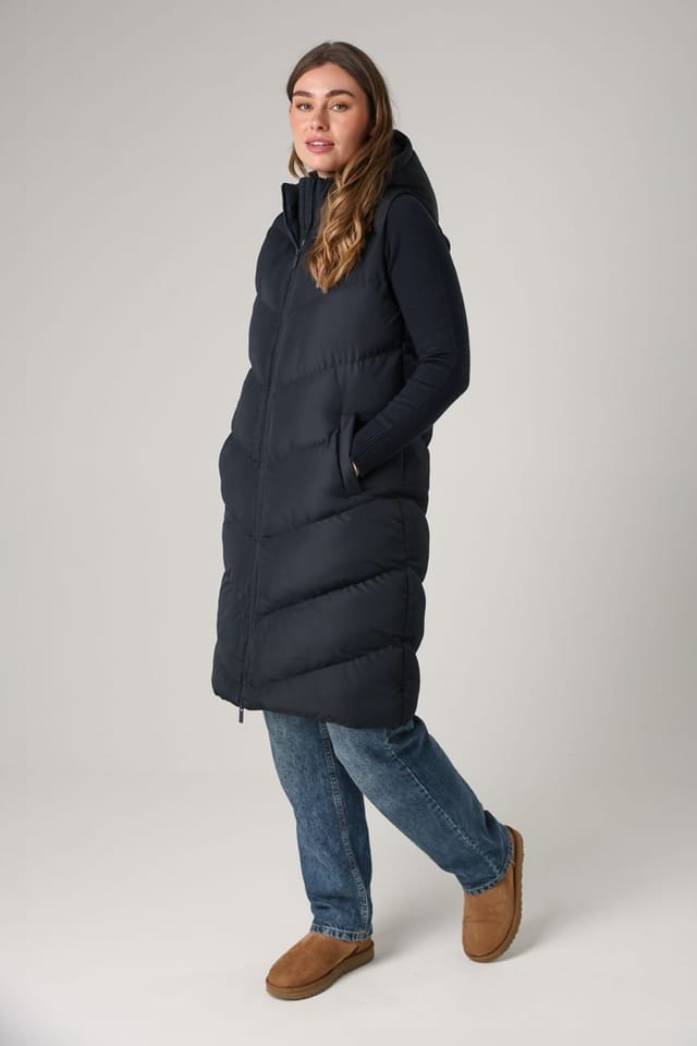French Connection French Connection Women's Midi Quilted Gilet with Hood in Navy - 3
