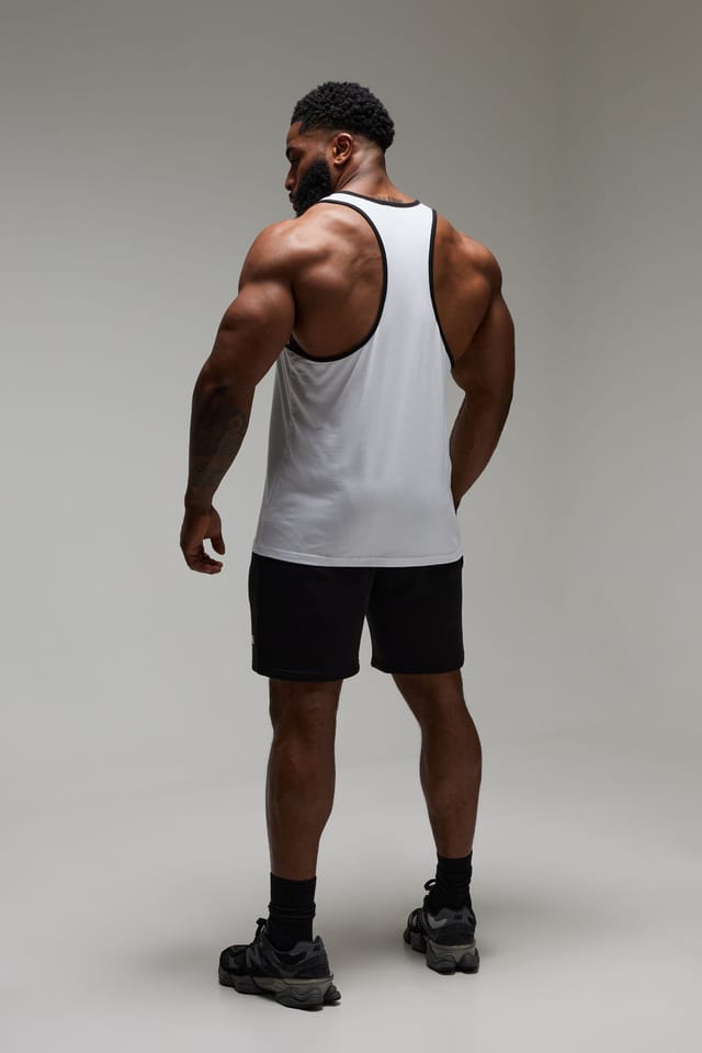 Training Dept. Training Dept. Men's Training Dept Regular Fit Ringer Stringer Vest in White - 2