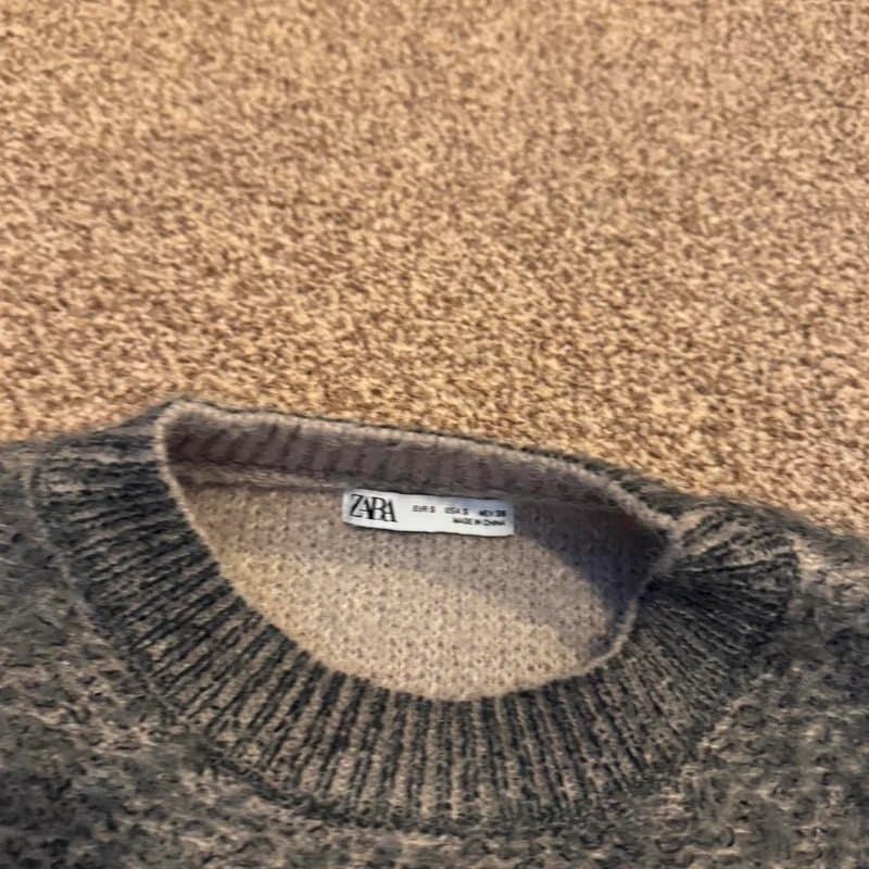 Zara Zara Abstract Knitted Jumper - Grey/Beige - S