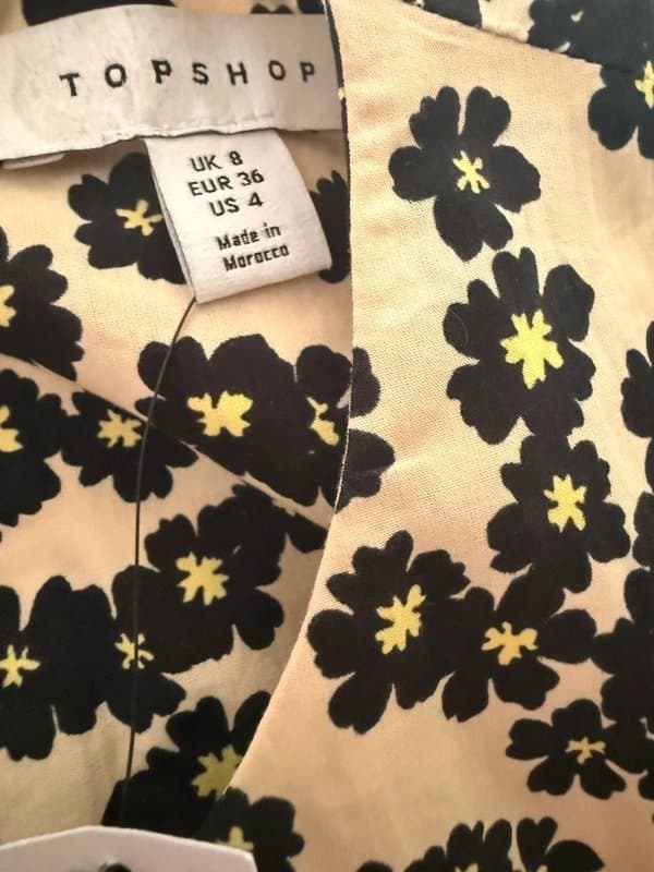 Topshop Topshop Cream & Black Floral Tiered Midi Dress UK 10