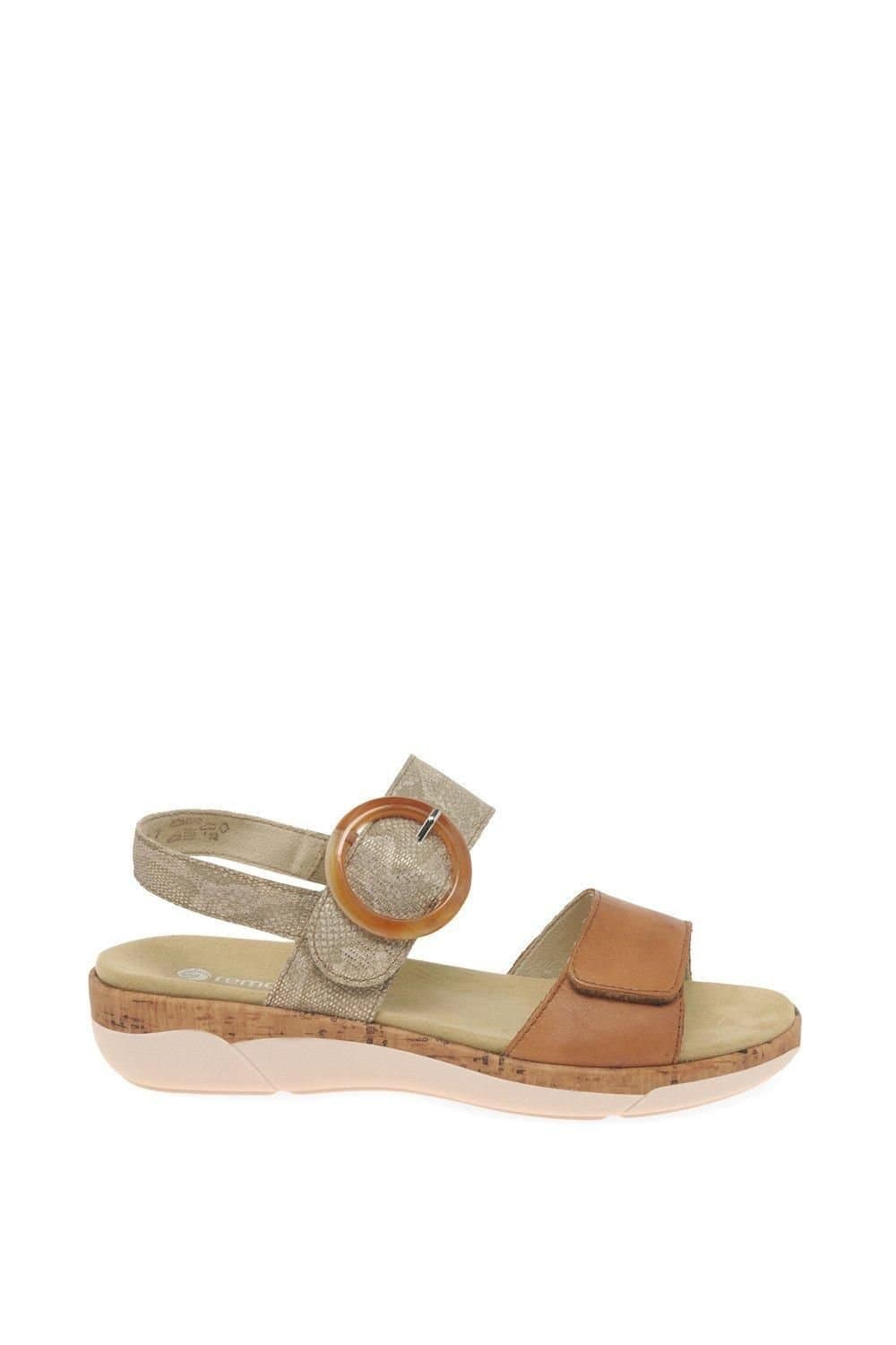 Remonte Remonte Women's 'Rock' Low Wedge Sandals in Tan
