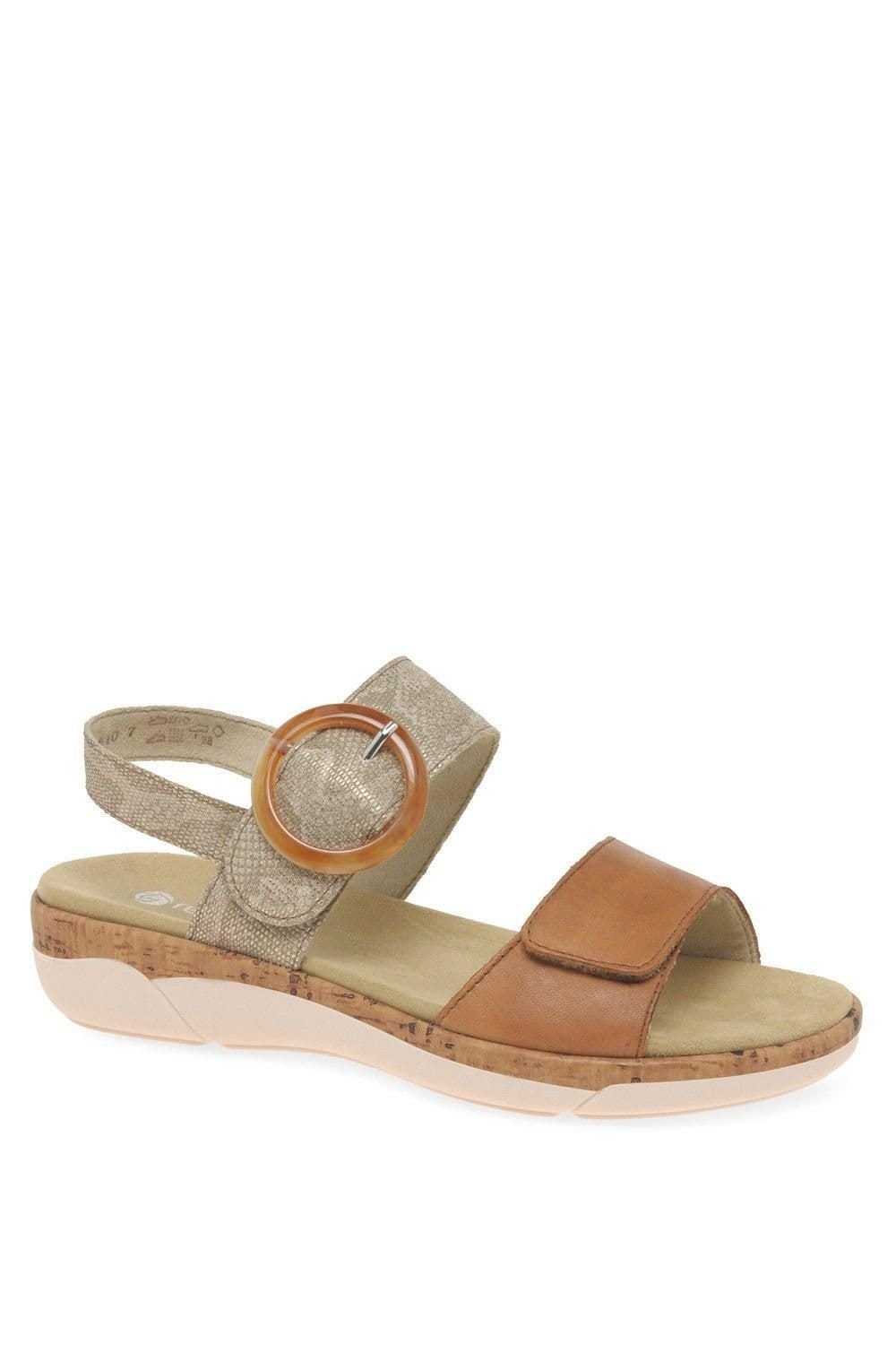 Remonte Remonte Women's 'Rock' Low Wedge Sandals in Tan - 4