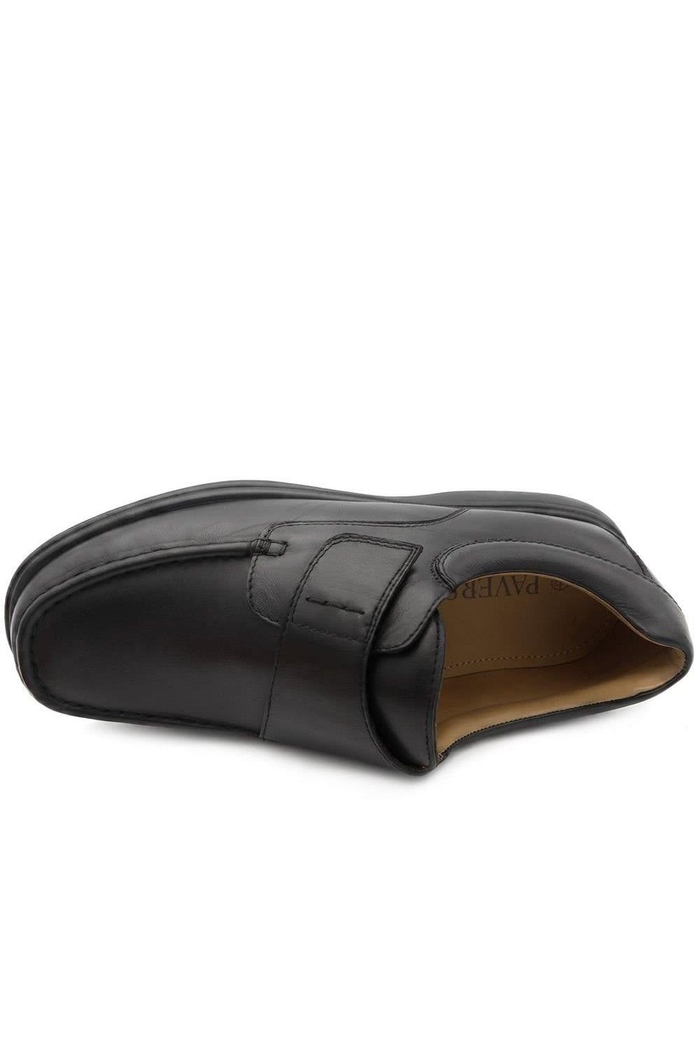 Pavers Pavers Men's Wide Fit Smart Leather Adjustable Fasten Shoes in Black - 4