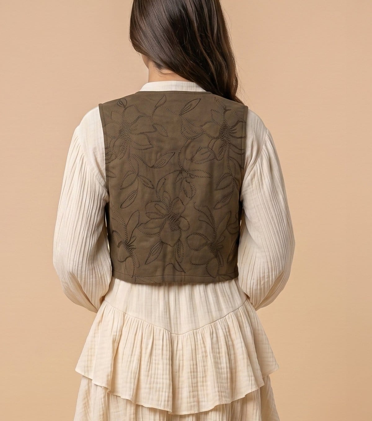Urban Bliss Women's Tan Floral Embroidered Waistcoat Urban Bliss New Look - 4