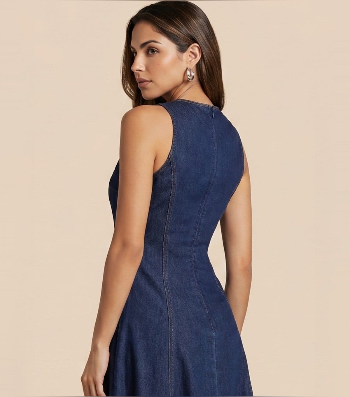 Urban Bliss Women's Blue Denim Look Sleeveless A-Line Midi Dress Urban Bliss New Look - 4