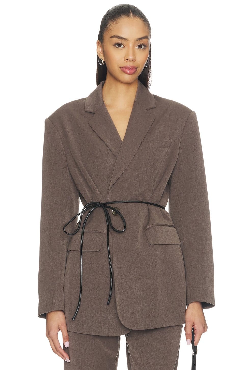 Revolve Heather Brown Wool Blazer