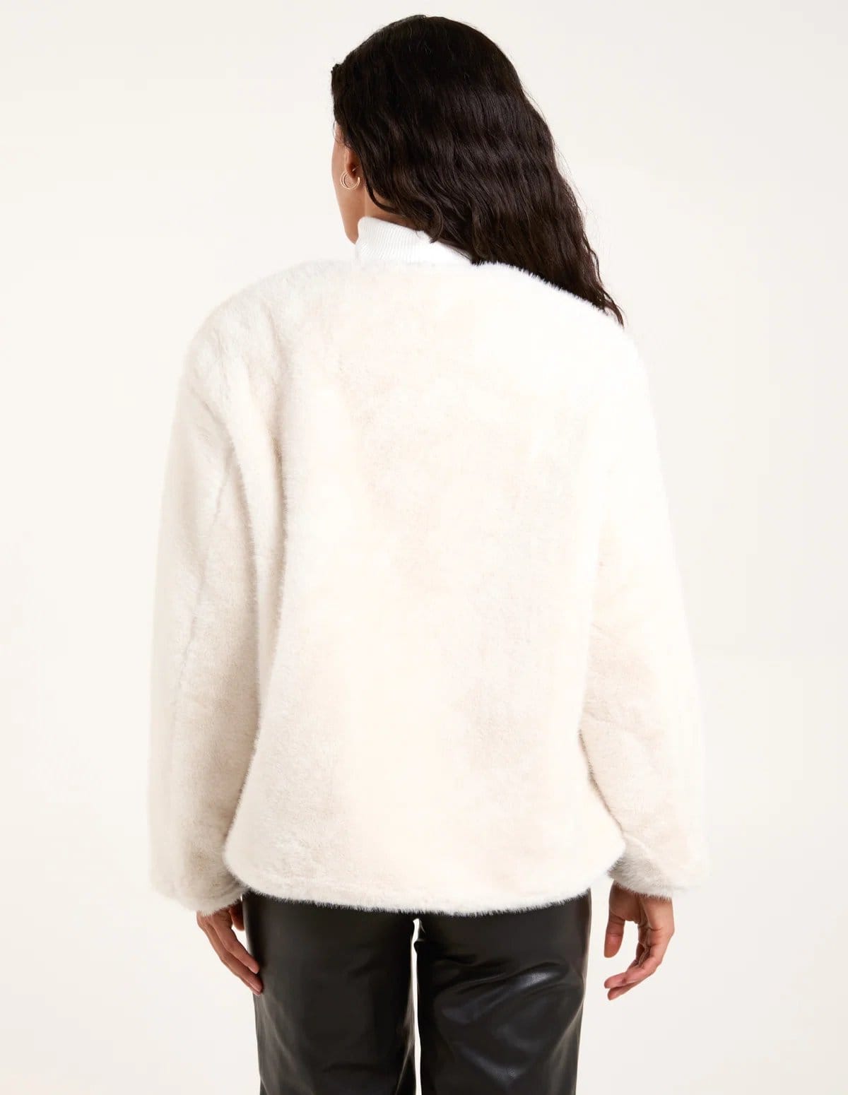 Blue Vanilla Collarless Toggle Detail Faux Fur Jacket - 4