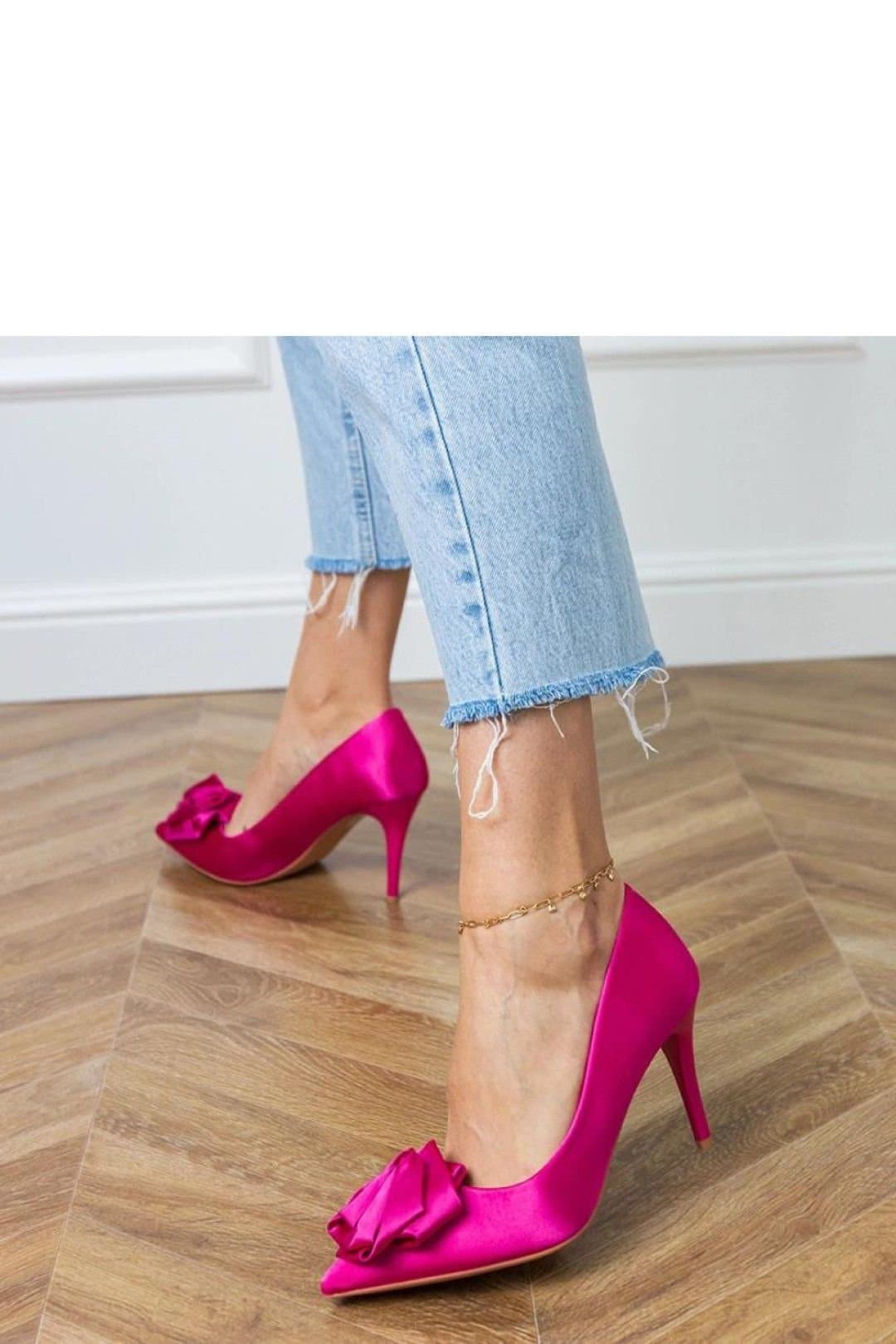 Love Lace Love Lace Fuchsia Satin Flower Applique High Heels