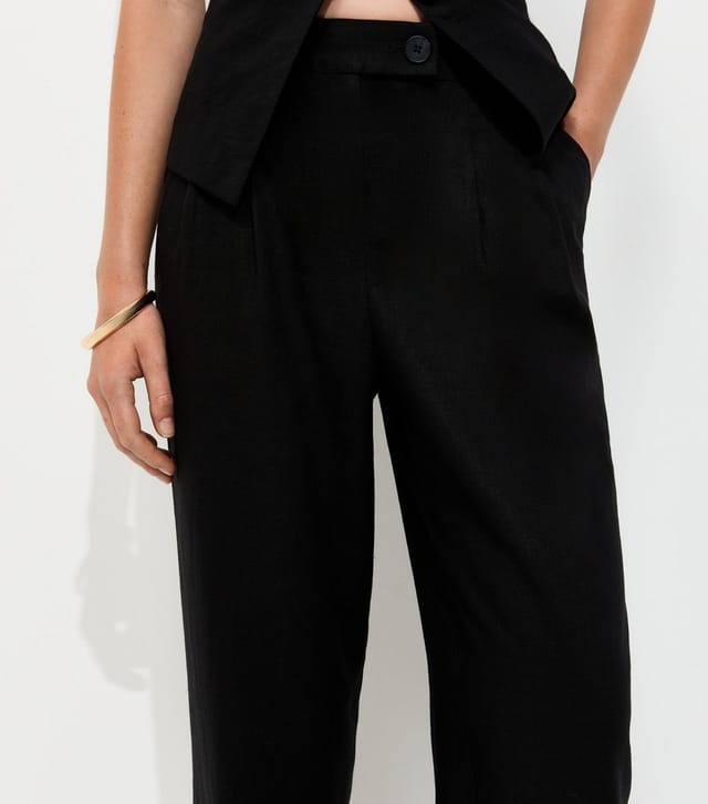 New Look Women's Black Linen Rich Tailored Trousers New Look - 2