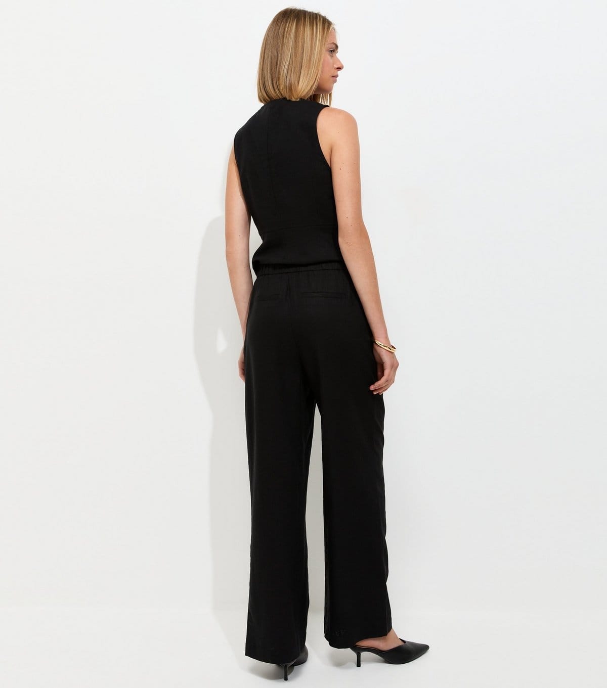 New Look Women's Black Linen Rich Tailored Trousers New Look - 4