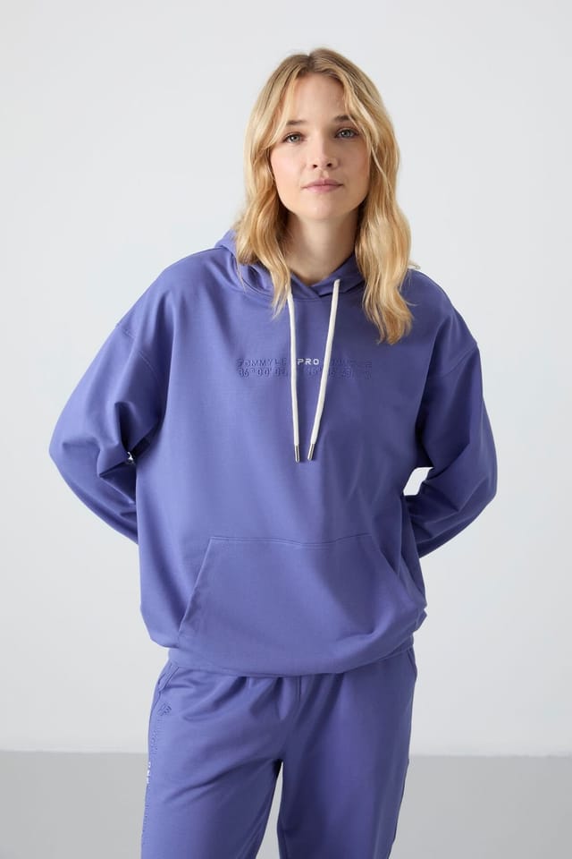 Tommy Life Tommy Life Women's Oversized Hooded Sweatshirt & Pants Set in Purple - 2
