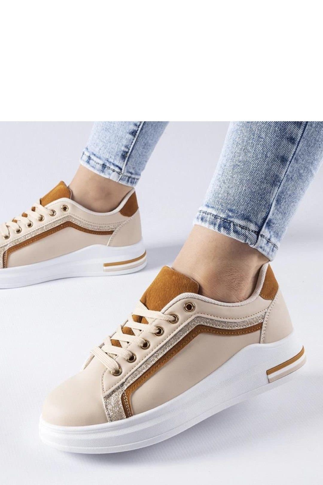 Love Lace Love Lace Women's Mayfield Platform Sneakers Faux Suede Lace Up White Sole in Beige
