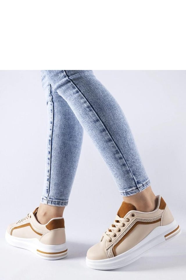 Love Lace Love Lace Women's Mayfield Platform Sneakers Faux Suede Lace Up White Sole in Beige - 3