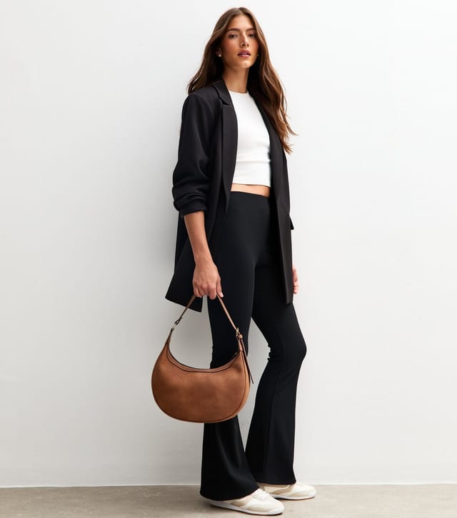 New Look Women's Black Ribbed Flared Leg Trousers New Look - 3