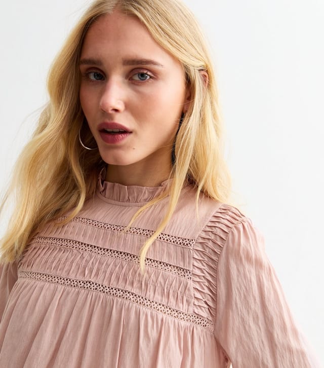 New Look Women's Pink Cutwork Long Sleeve Blouse New Look - 2