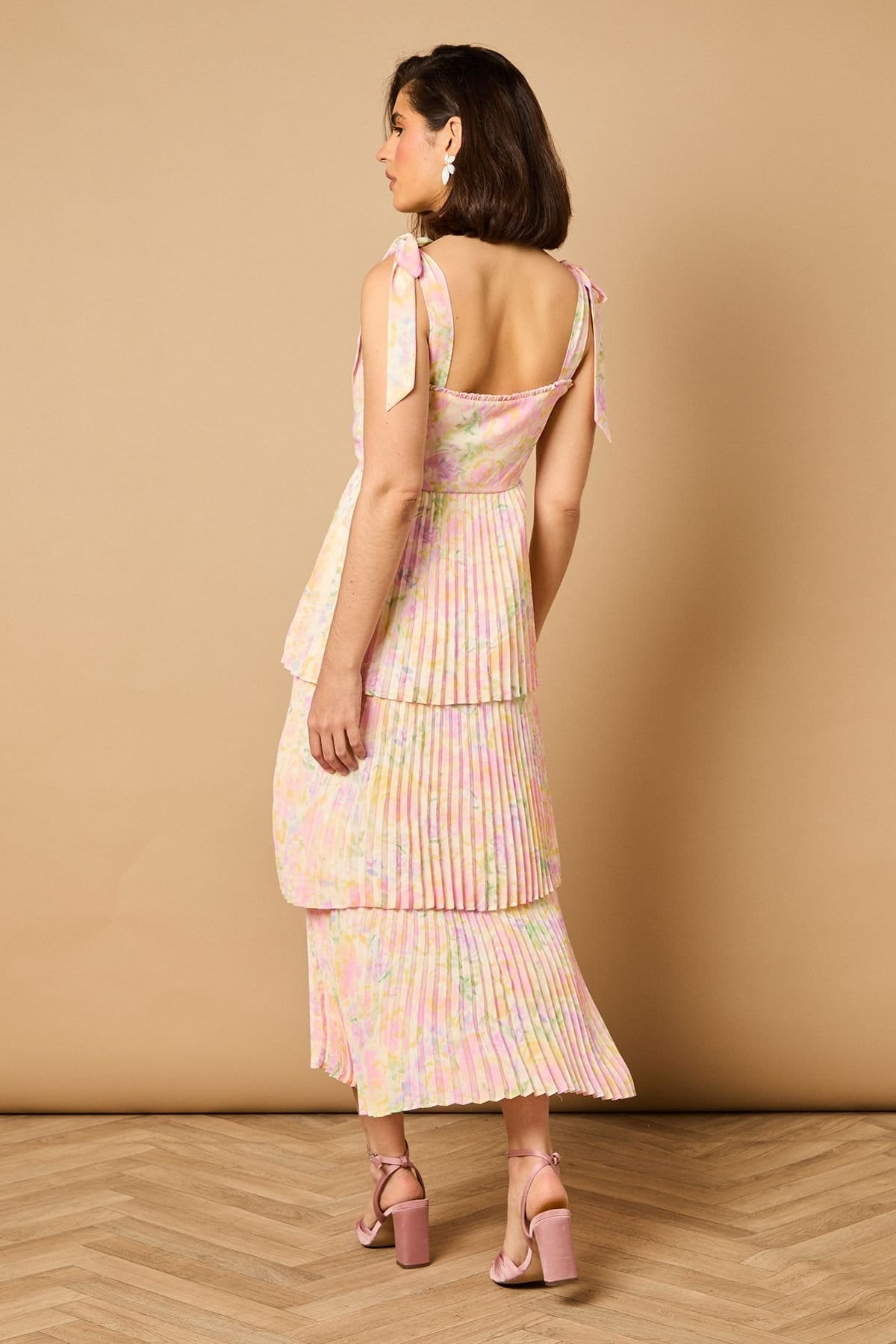 Oasis Oasis Women's Ditsy Floral Pleated Tie Shoulder Midi Dress - 4