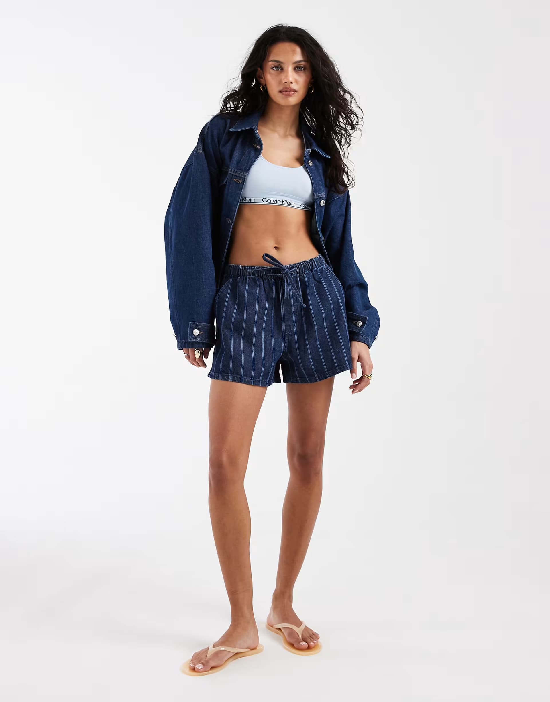 ASOS ASOS DESIGN denim pull on short in stripe