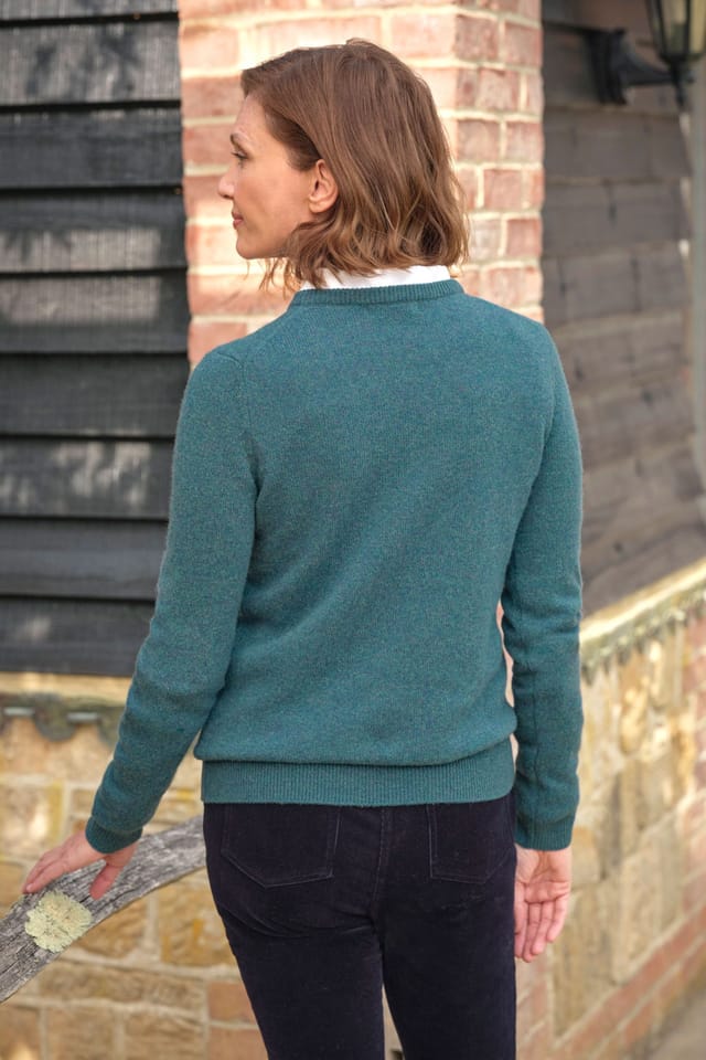 WoolOvers WoolOvers Women's Womens Lambswool Crew in Teal - 3