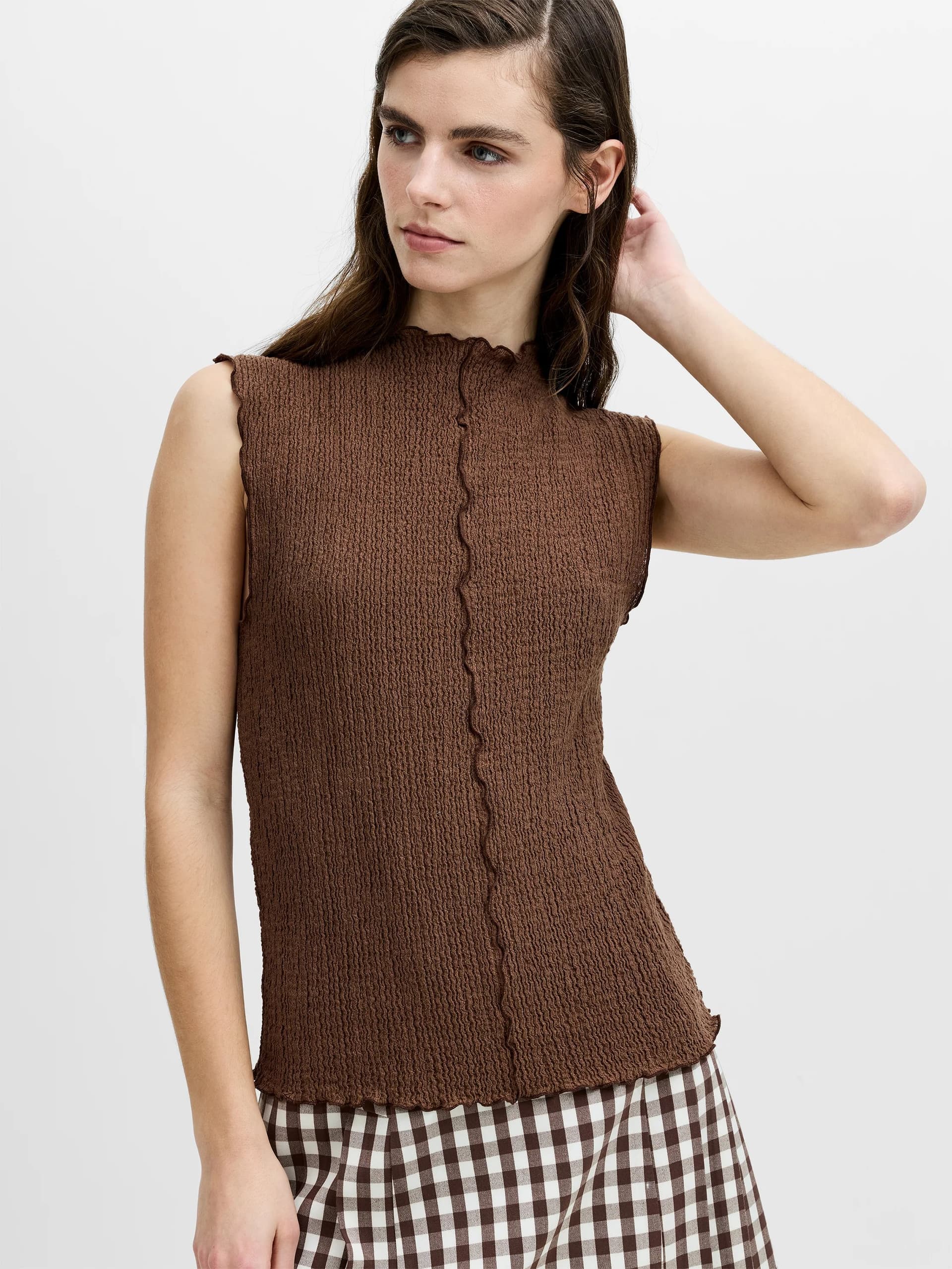 French Connection French Connection Espresso Brown Textured Sleeveless Top