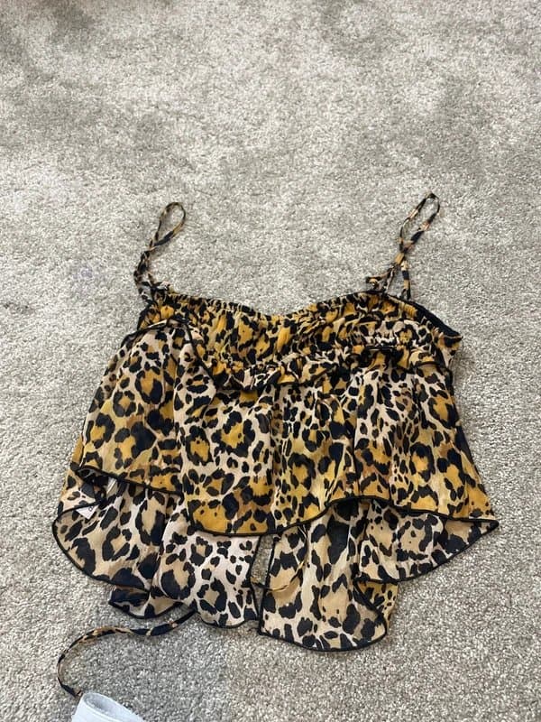 Bershka Bershka Leopard Print Tie Up Cami Top
