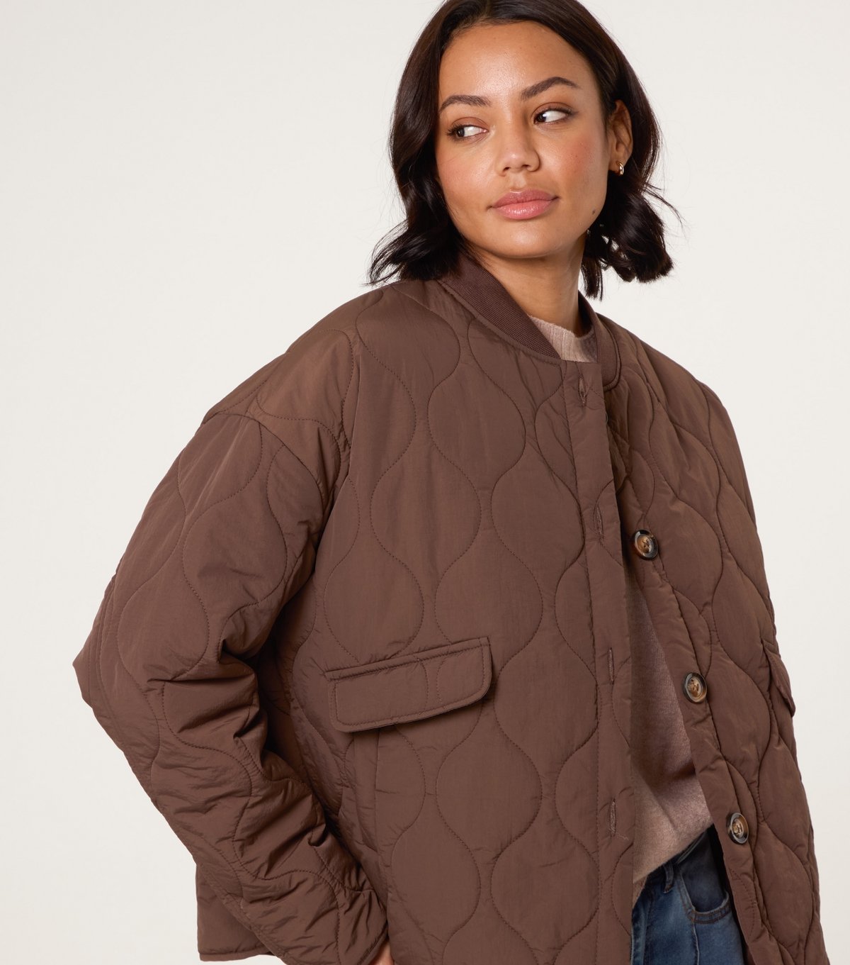Blue Vanilla Women's Brown Quilted Jacket Blue Vanilla New Look - 3