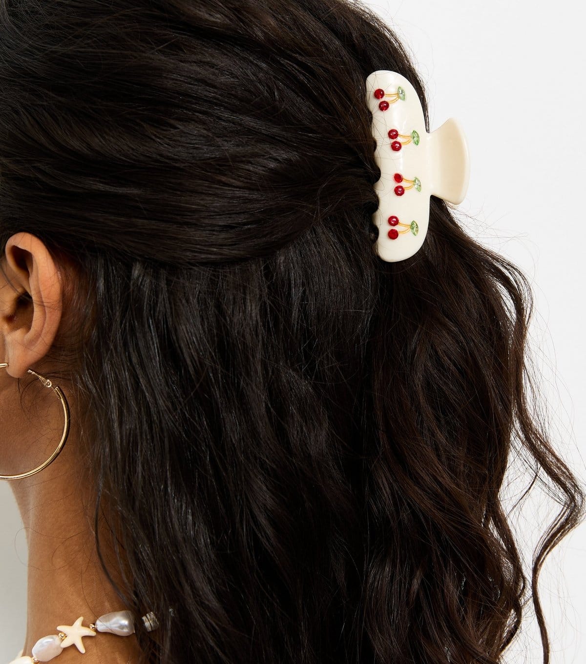New Look Cream Cherry Detail Hair Claw Clip New Look - 1