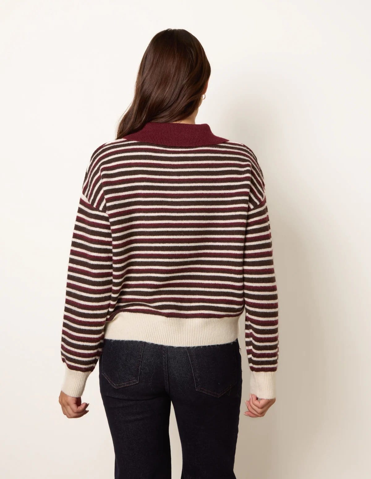 Blue Vanilla Stripe Knit Polo Jumper - 4