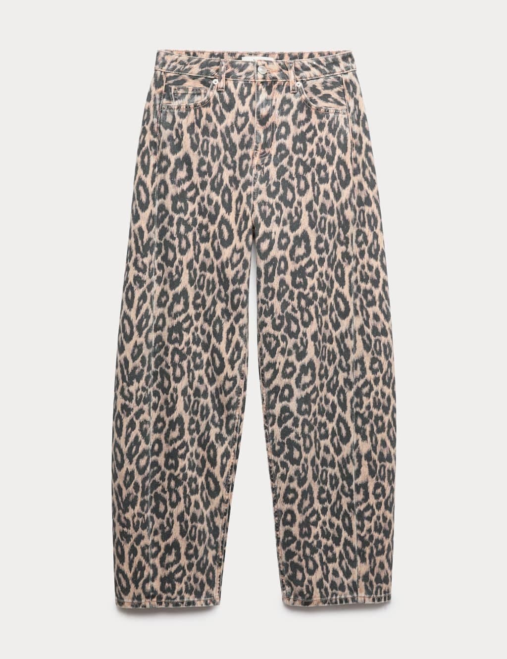 Marks & Spencer M&S Mid Rise Animal Barrel Jeans Brown Mix