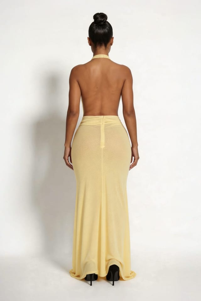 LEMONLUNAR LEMONLUNAR Women's The Virelle Plunge Maxi Dress - Butter Yellow - 3