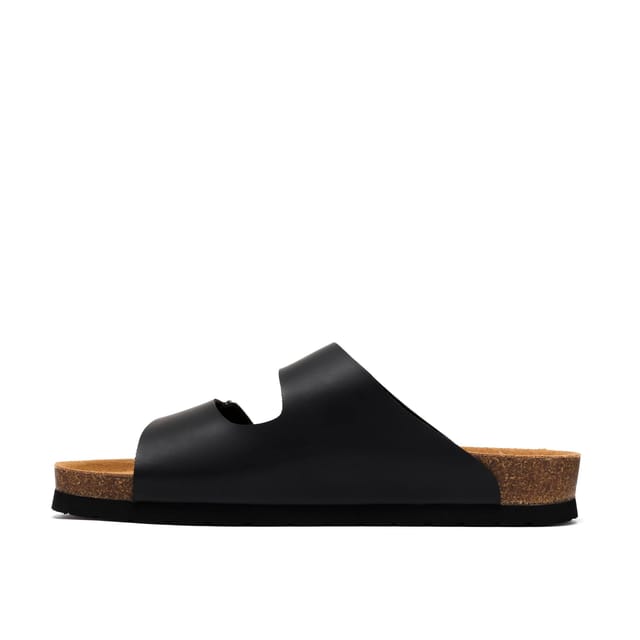 Clarks Clarks Men's Sidmouth Strap Black Leather Sliders - 2