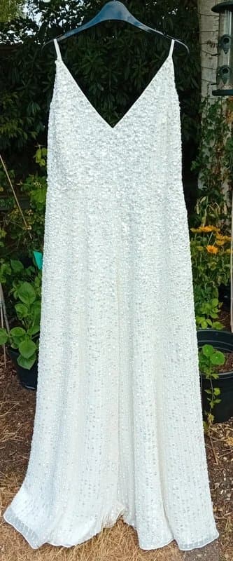 ASOS Asos Bridal White Sequin Dress Size 14