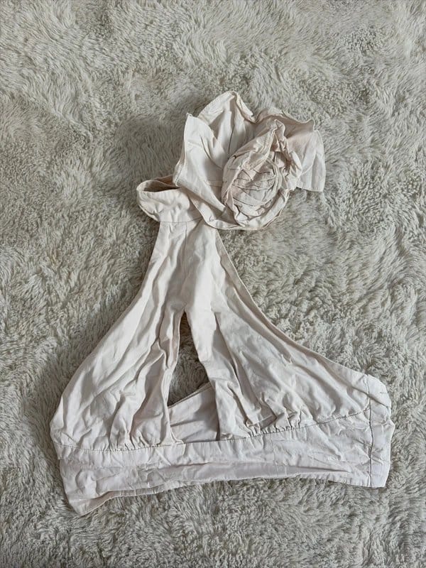 ASOS Luxe Cream/Pink Corsage Halter Neck Crop Top